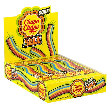Chupa Chups Sour Belt Rainbow - 48 Bars/Box, 16 Boxes/Case