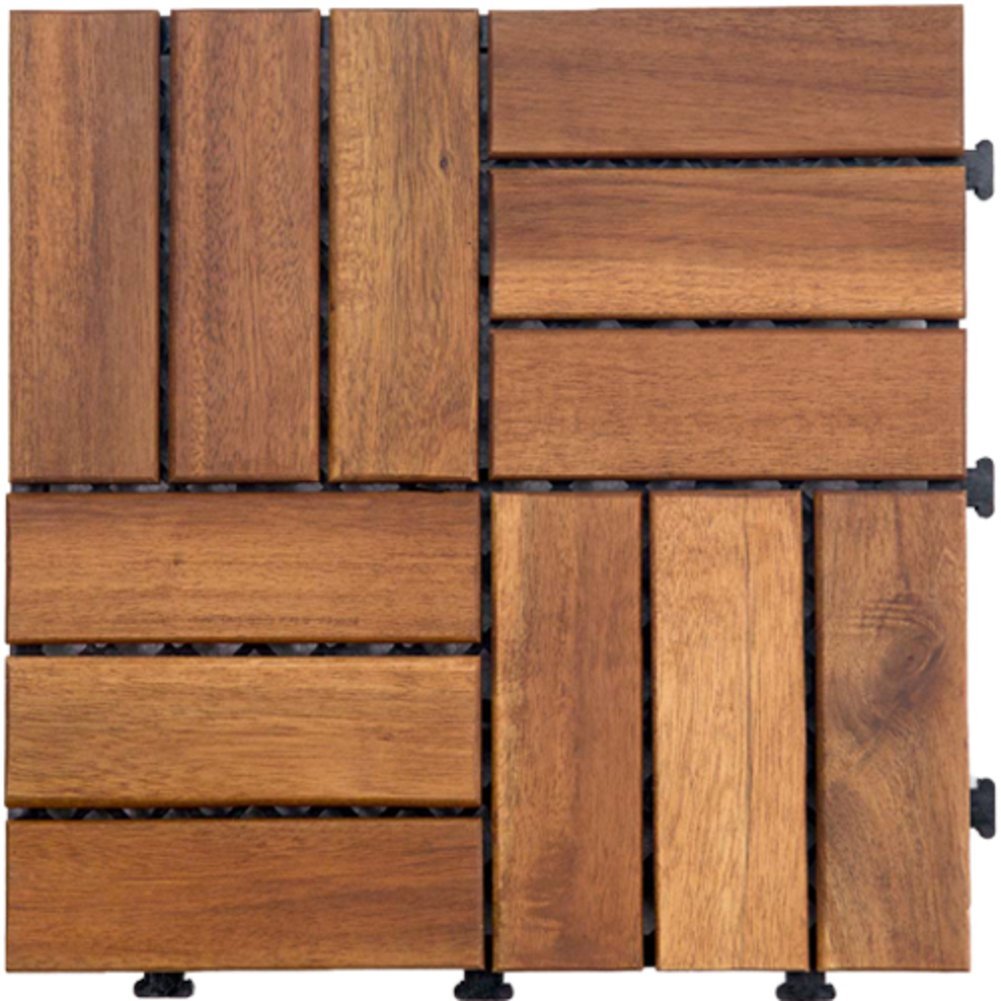 Acacia Wood Deck Tiles Composite Outdoor Flooring 12S (300x300x9)mm- Yellow